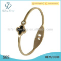 Pulseras del brazalete de la joyería del trébol de la suerte, brazalete de acero titanium plateado oro color de rosa